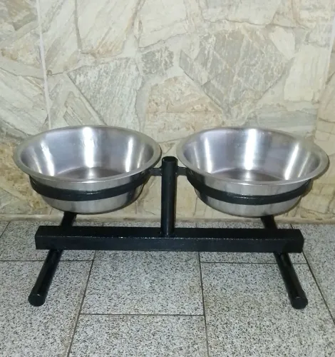 Bebedouro e comedouro de aço inoxidável grande