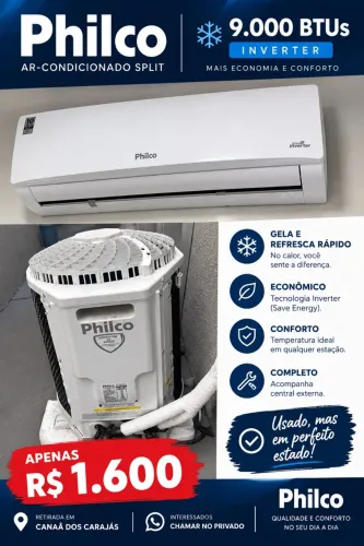 Ar-Condicionado Philco Inverter 9.000 BTUs - R$ 1.600