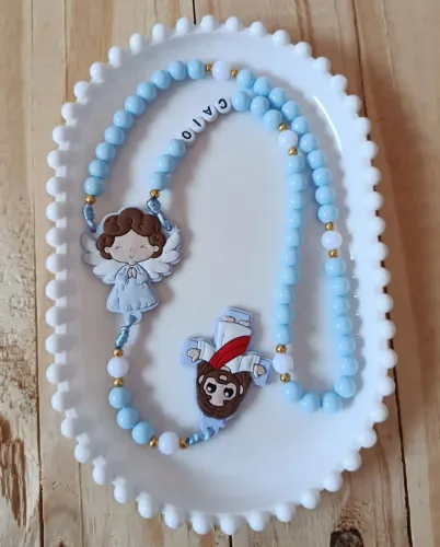 Terço Infantil Personalizado - Anjinho da Guarda | Fé, Carinho e Proteção