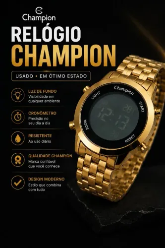 Relógio Champion feminino banhado a ouro CH48028U
