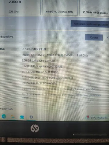 Notebook I3-3110M - 6GB ram