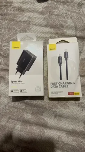 Carregador baseus fonte turbo 20w + cabo iphone baseus 20w 2m USB tipo c