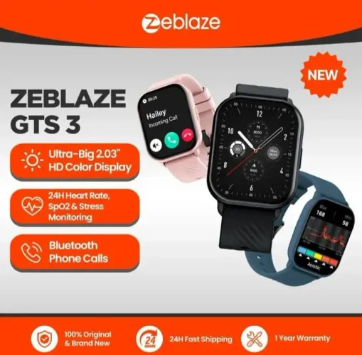 Relógio smartwatch Zeblaze GTS 3 Tela 2.03'' aprova de água
