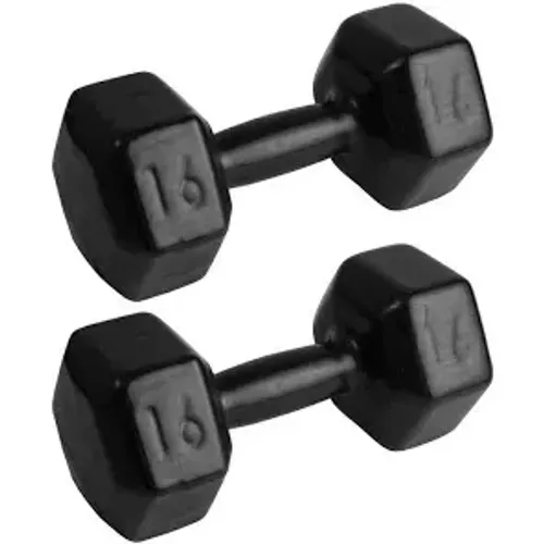 PAR DE HALTER SEXTAVADO EMBORRACHADO 16KG dumbbell