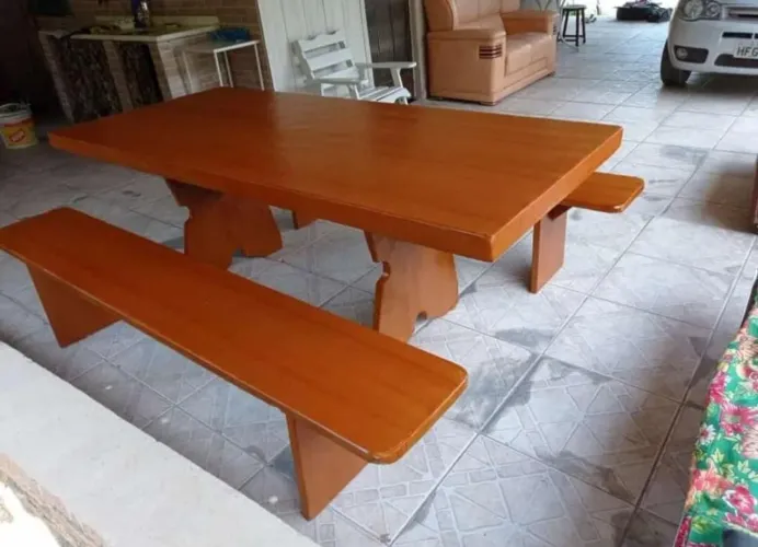 Mesa pedra de ardósia pintada