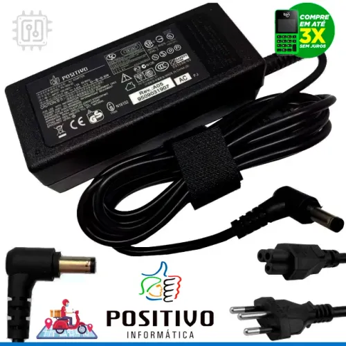 Fonte Carregador Notebook Positivo 19v 3.42a 65W Conector 5.5mm x 2.5mm