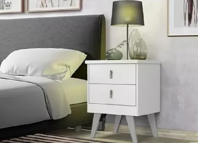 Promoção Mesa de Cabeceira Branca Retro - Padrao