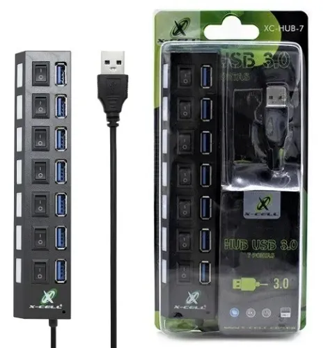 Hub Usb 3.0 7 Portas Switch Com Led Indicador Novo.