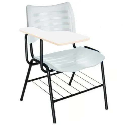 Cadeira Universitária Plástica com Prancheta MDF Branco Conforto Durável Modelo 34030
