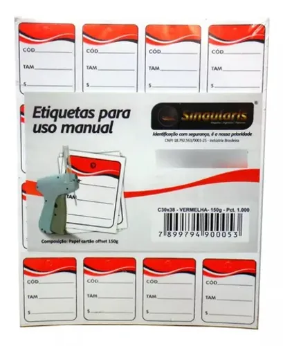 etiquetas para roupa tag de precificação 30x38 mm cor - vermelho