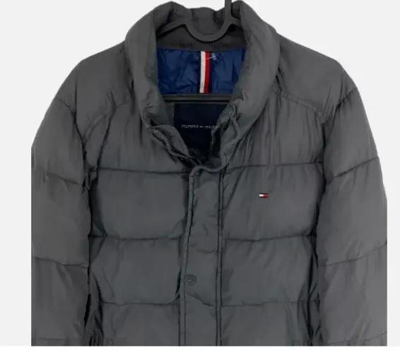 Casaco Tommy Hilfiger frio intenso com capuz cinza tam GG