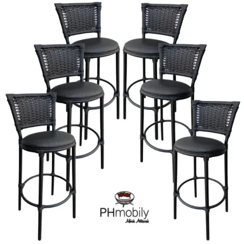 KIT DE 06 BANQUETAS LUANA DE ALUMÍNIO COM FBRA SINTÉTICA 