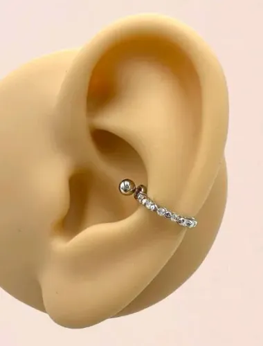 Piercing para o Conch Argola em Aço Inoxidável e Pedra de Zircônia