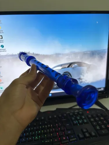 Flauta barroca de acrílico azul