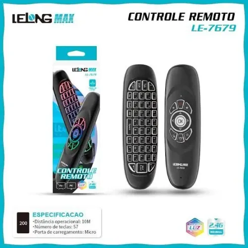CONTROLE REMOTO Universal AIR MOUSE E TECLADO, SEM FIO - TV Tvbox pc
