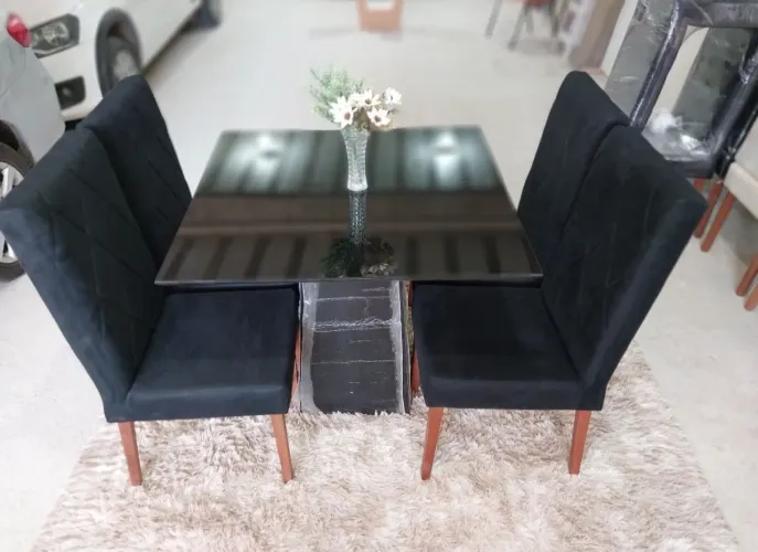 Conjunto Mesa Quadrada Preta Direto da F.A.B.R.I.C.A
