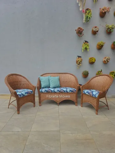 Conjunto Sofá Estilo sofa 2 lugares + 2 poltronas + almofadas de brinde