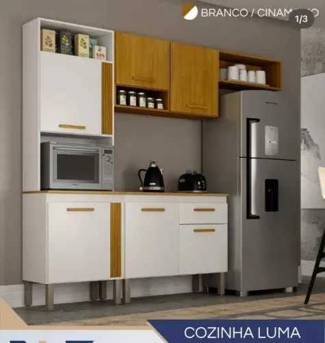 Cozinha Luma Completa Cor Branco/Cinamomo CHF - CHF Móveis