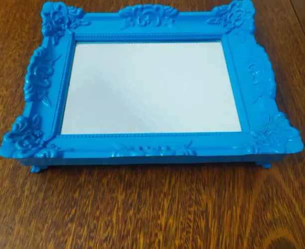 Espelho Retangular Com Moldura Azul