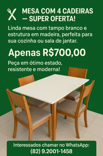 Mesa com 4 cadeiras 