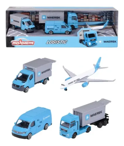 PROMOÇÃO - Miniaturas Maersk Logistic - Pack Com 4 - Majorette - 1/64 Azul