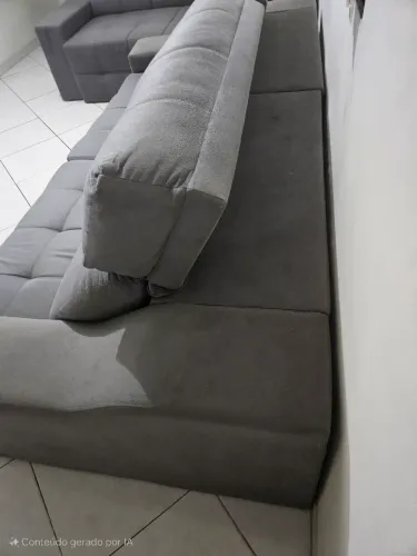 Sofá retrátil cinza 5 lugares moderno e confortável