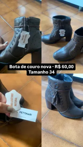 Bota em couro feminina nova - 34