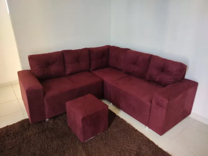 Sofá de Canto em Suede aveludado - Novo!
