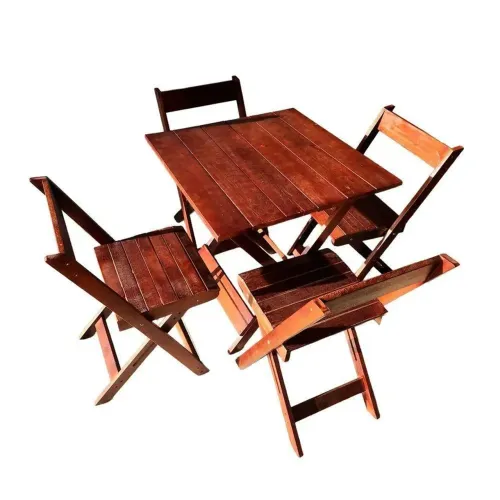 Mesa e cadeiras dobráveis madeira