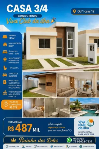 CASA 3/4 CONDOMINIO Viva Club da ilha - RAINHA DOS lOTES