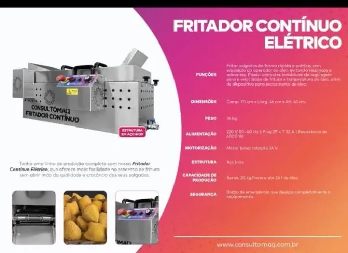 Fritador continuo elétrico 