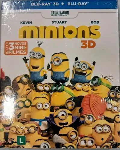 Box Blu Ray Minions Blu ray 3d + Blu Ray com luva lacrado