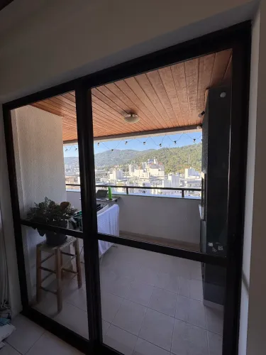 Porta de Correr Alumínio Bronze com Vidro 194x220 cm