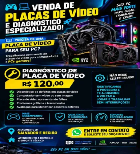 Placa de vídeo ! Peça para seu pc gamer ou diagnóstico !