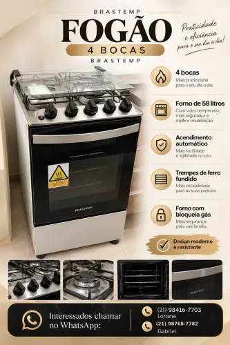 FOGÃO 4 bocas BRASTEMP