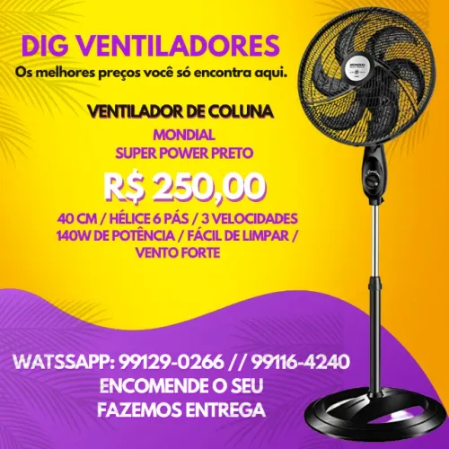 Ventilador Mondial de Coluna PROMOÇÃO R$ 250,00 Novo na Caixa