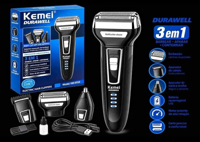 Barbeador 3x1 Kemei