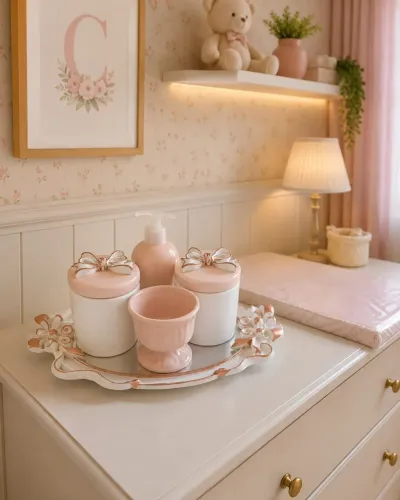 Kit higiene porcelana rosa