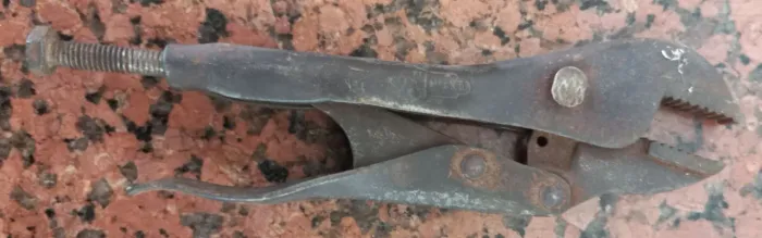 Alicate de pressão petersen made in usa ferramenta antiga antiguidade enfeite uso antigo