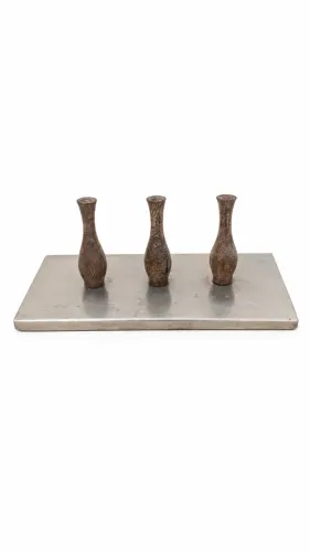 Porta-Garrafas de Vinho Vintage para 3 Garrafas - Metal e Madeira