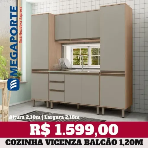 Armário de Cozinha Completo 4 Módulos com 2 Paneleiros (Novo) Entrega Grátis!