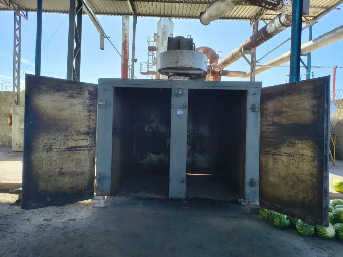 ESTUFA ESTACIONÁRIA A VAPOR E CARRINHOS COM BANDEJAS