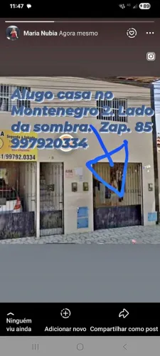 Alugo casa no Montenegro 2. José Walter. 1.200,00.