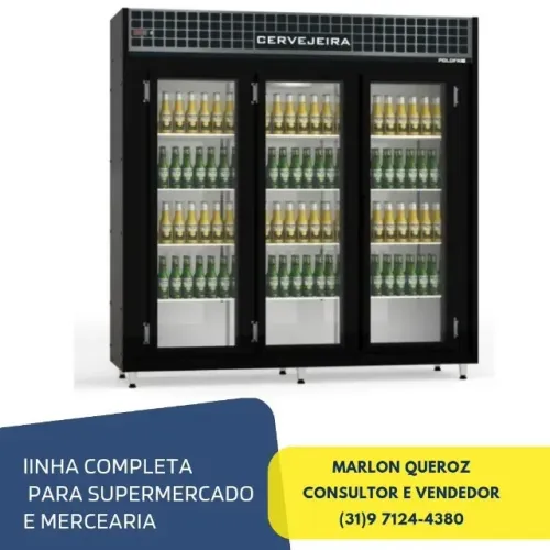Cervejeira 3 Portas de Vidro Polo Frio 220V Preta