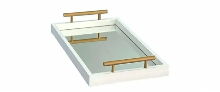 Bandeja Decorativa Espelhada 31x52 Dourado Fosco