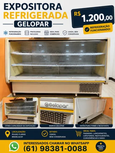 Expositora Refrigerada Gelopar | Vitrine Refrigerada Comercial | R$ 1.200