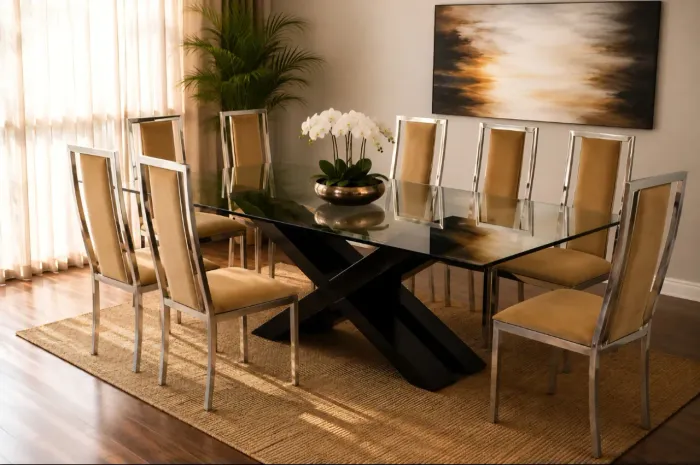 Mesa de Jantar Moderna com 8 cadeiras