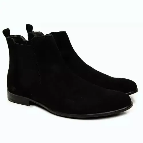 Bota Masculina Berganno de Camurça Chelsea Preta 43