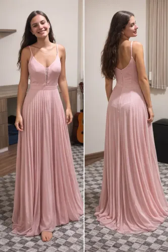 Vestido Longo Rosa Blush - Festa/Formatura - Usado 1x