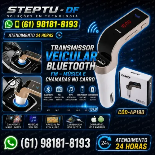 Transmissor Veicular C/ Bluetooth Fm Mp3 Usb E Pendrive Arduino Automação COD-AP190